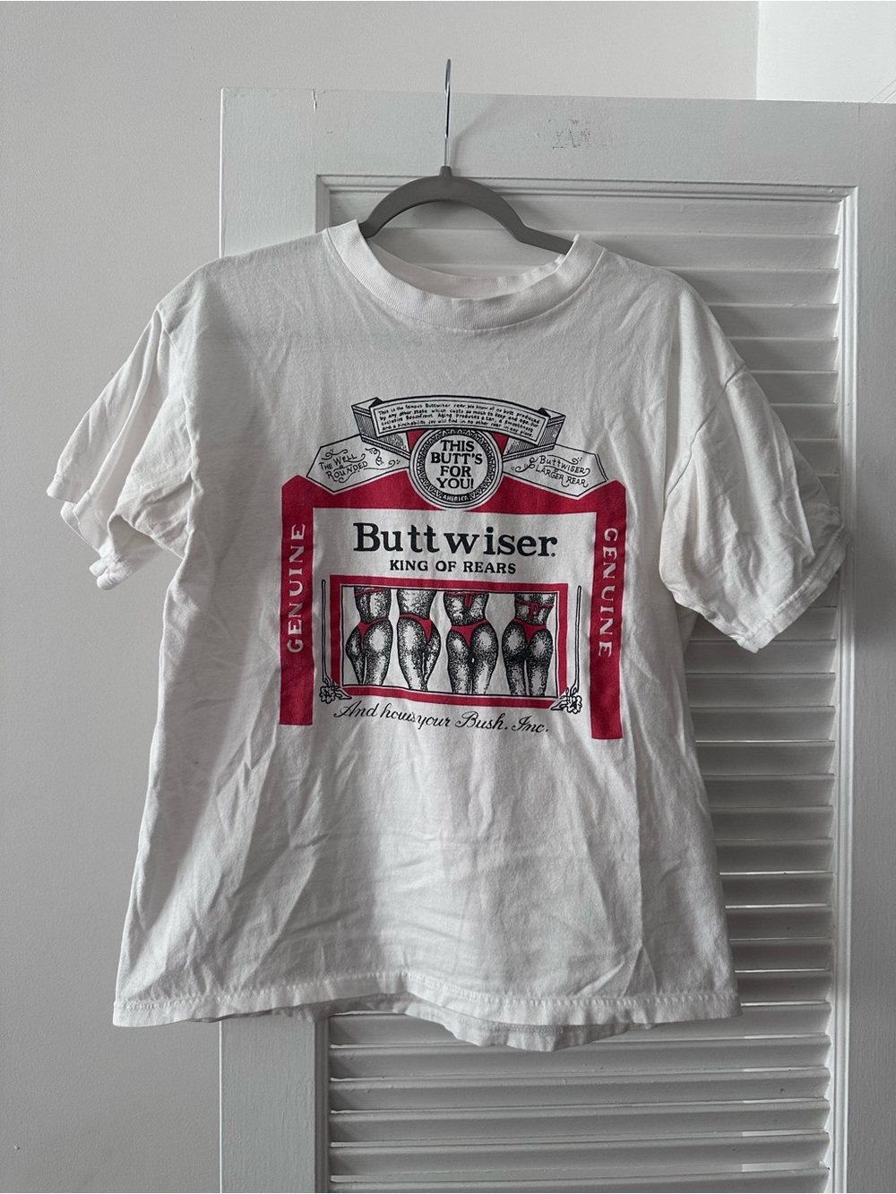 Vintage “Buttwiser” Novelty Parody T-Shirt - Fruit of the Loom Heavy - Size L